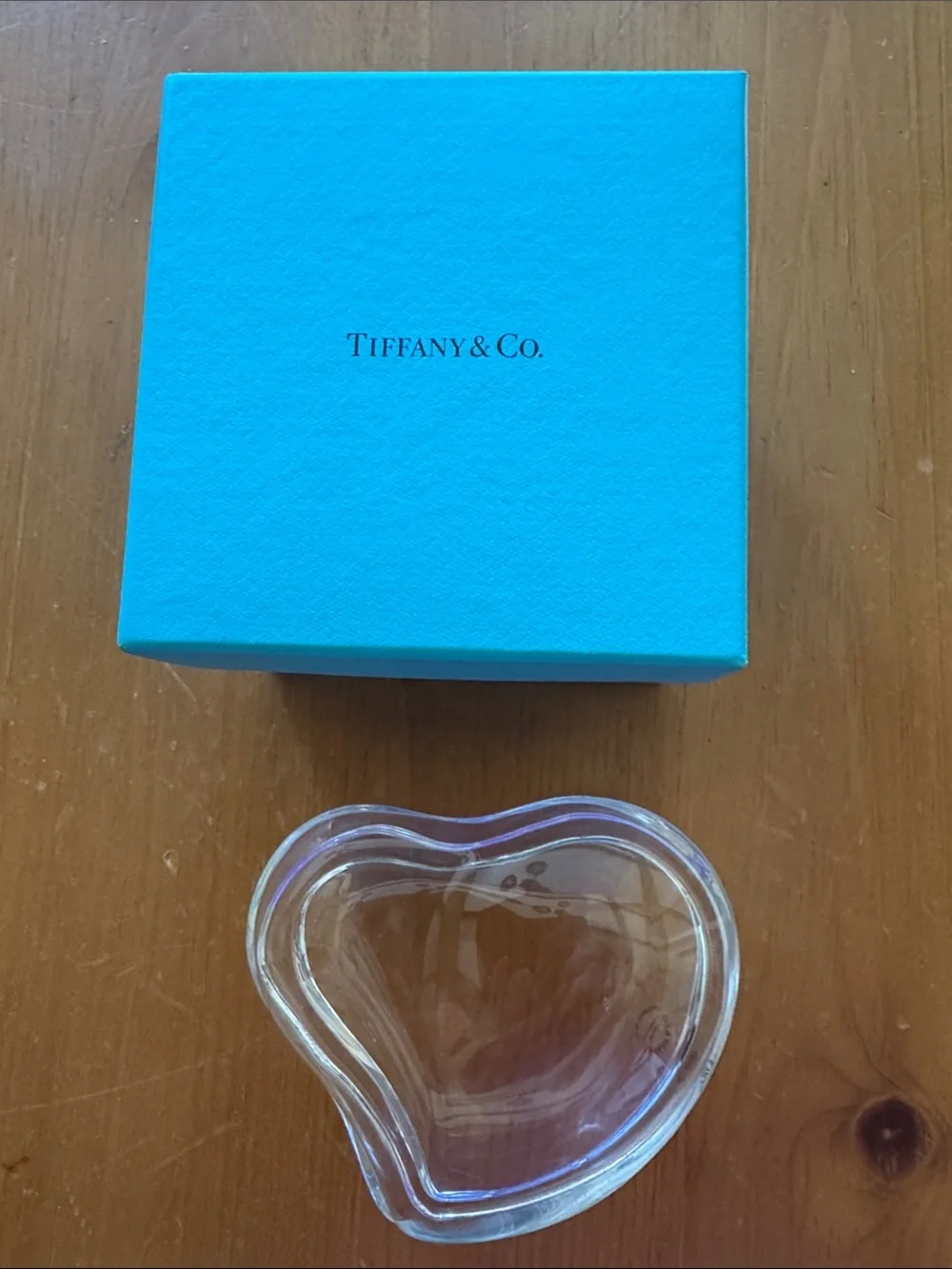 Tiffany & Co. Clear Glass Decorative Bowl with Signature Blue Box